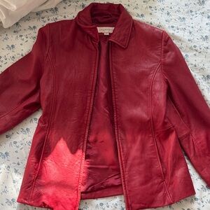 Vintage cherry red Leather Jacket